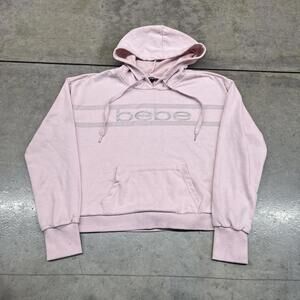 vintage bebe pink and grey spell out hoodie size large WOMENS